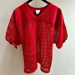 Red mesh VTG 2000s football jersey Boxy L